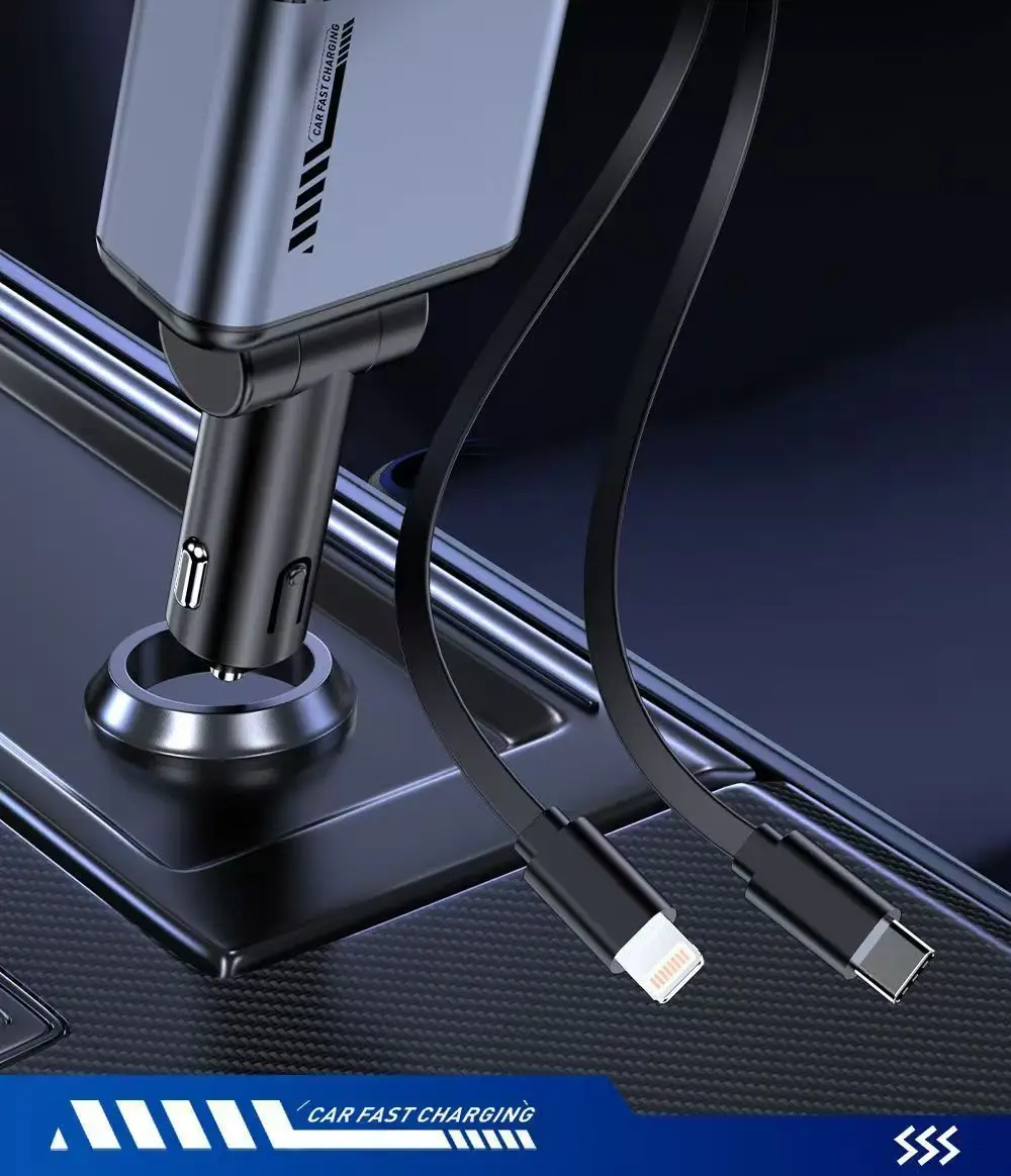 Car Charger with Laser Light & Retractable Cable — feature 5