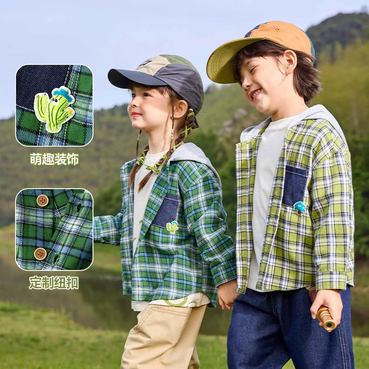 Dudu Kids Hooded T-Shirt Green Cotton Spring Style - Image 10