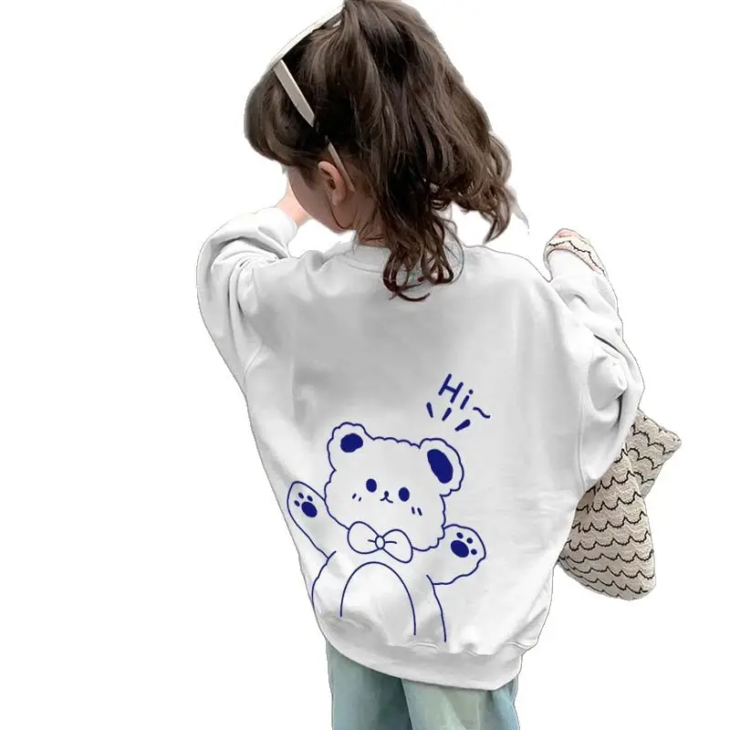 White Bear Print Sweatshirt for Kids Girls - Image 11