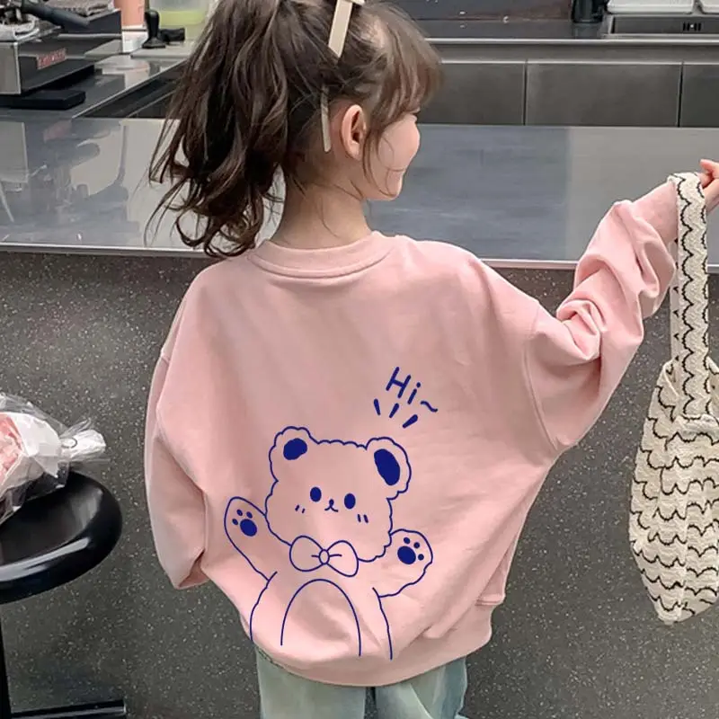 White Bear Print Sweatshirt for Kids Girls — feature 10