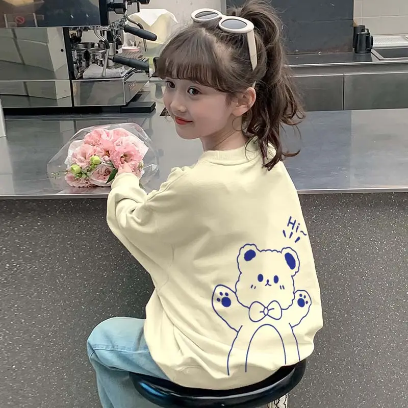 White Bear Print Sweatshirt for Kids Girls — feature 15