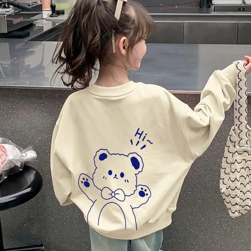 White Bear Print Sweatshirt for Kids Girls - Image 2