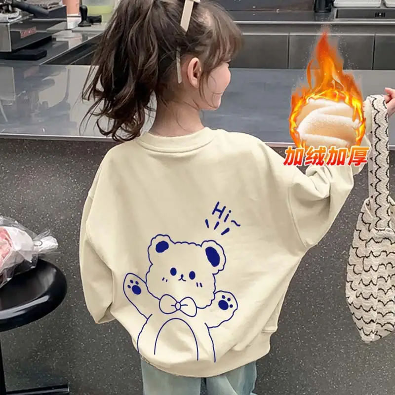 White Bear Print Sweatshirt for Kids Girls - Image 5