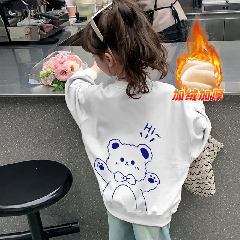 White Bear Print Sweatshirt for Kids Girls - Image 6