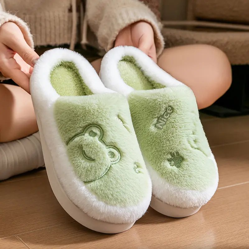 Cute Cartoon Couple Cotton Slippers Pink Winter Warm Non-Slip - Image 8