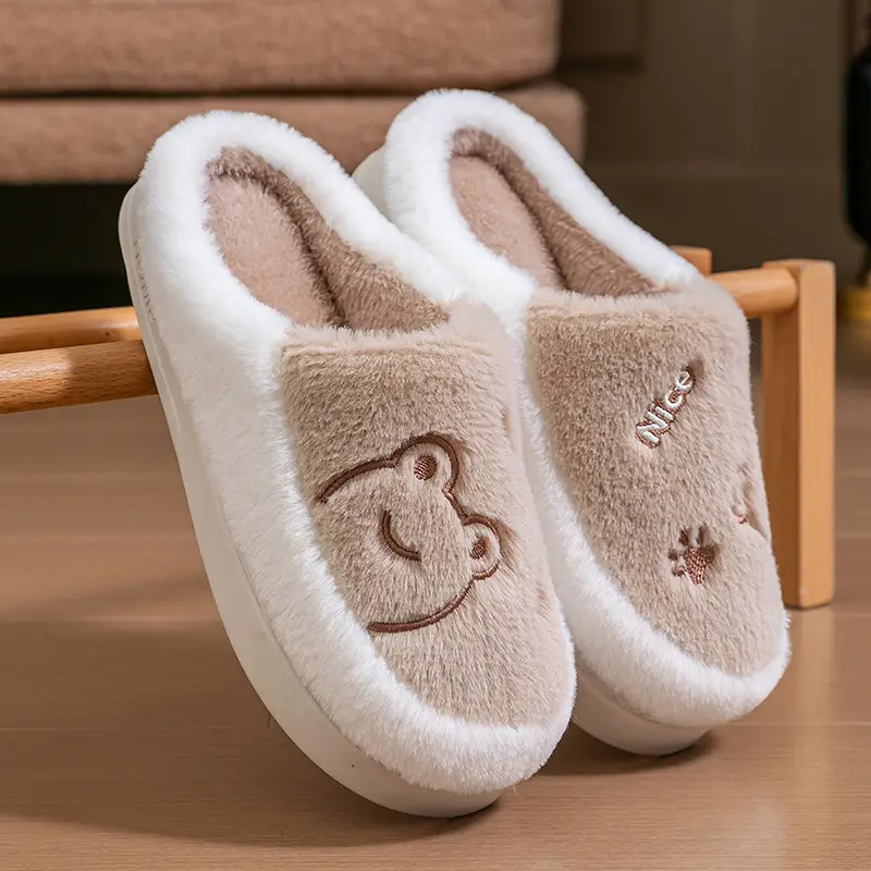 Cute Cartoon Couple Cotton Slippers Pink Winter Warm Non-Slip - Image 2