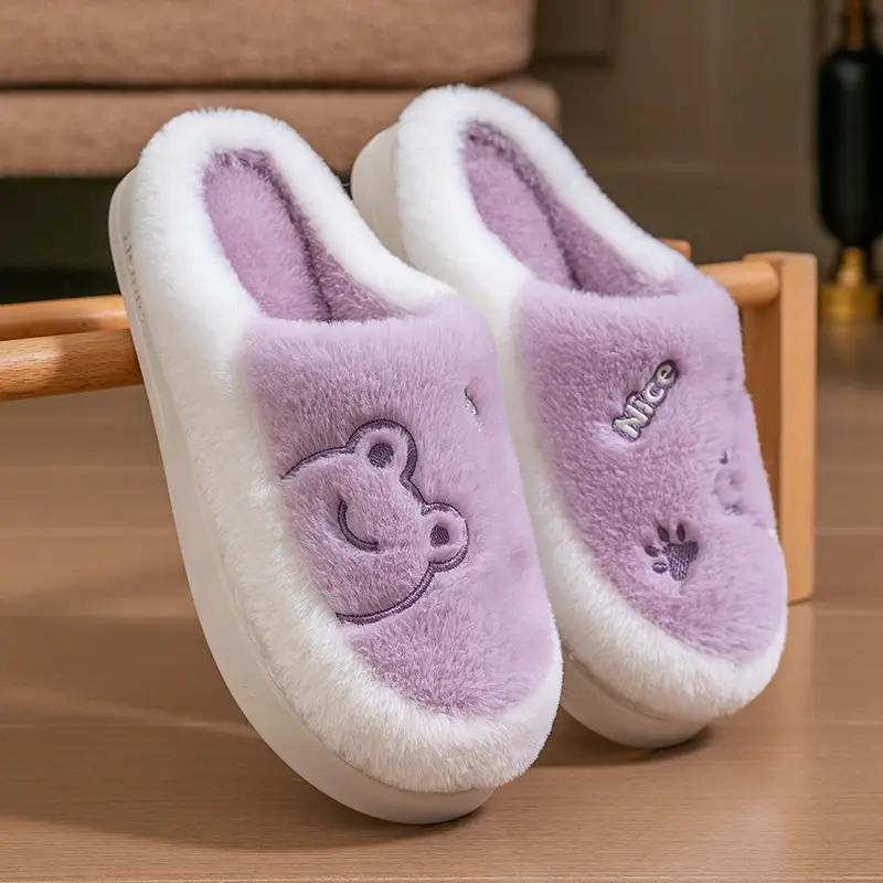Cute Cartoon Couple Cotton Slippers Pink Winter Warm Non-Slip - Image 4