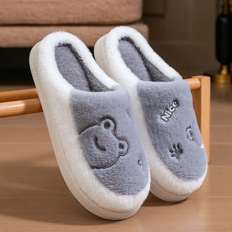 Cute Cartoon Couple Cotton Slippers Pink Winter Warm Non-Slip - Image 5