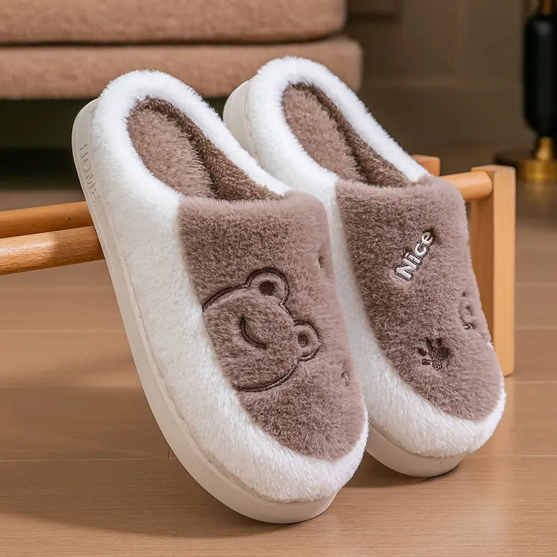 Cute Cartoon Couple Cotton Slippers Pink Winter Warm Non-Slip - Image 6