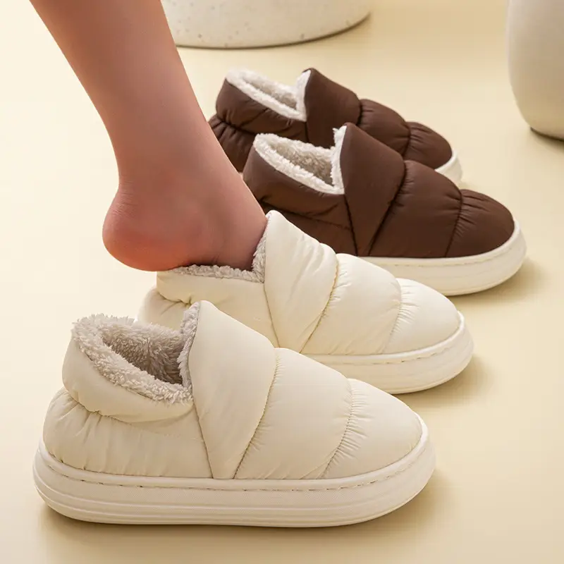 Down Cloth Waterproof Cotton Slippers for Women Winter 2025 New Indoor and Outdoor Wear Thick-Soled Fleece-Lined Warm Cotton Shoes for Women - Image 8