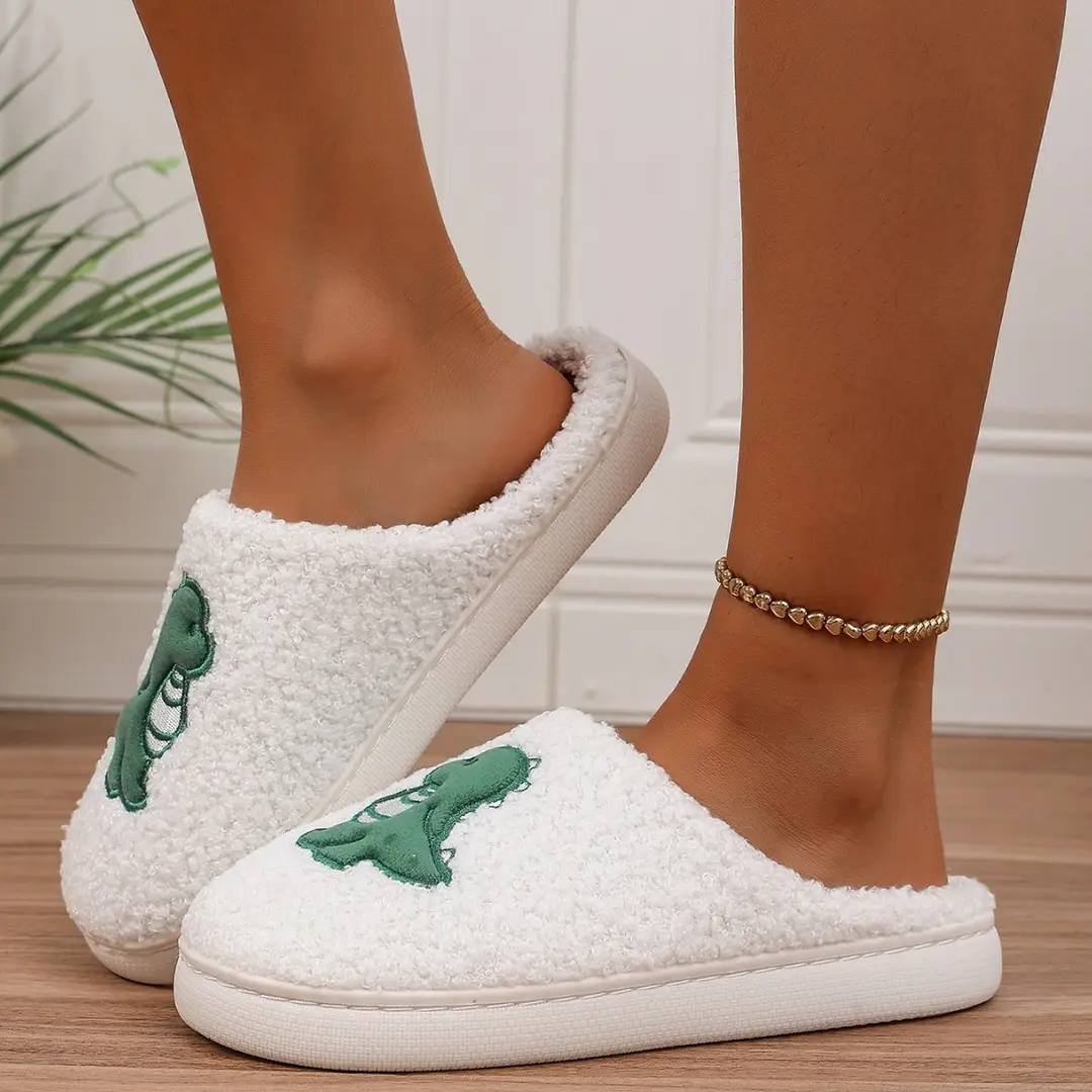 Cotton Slippers for Women, Autumn and Winter 2025 New Style, Indoor Home Non-Slip Warm Plush Slippers, Fur Integrated