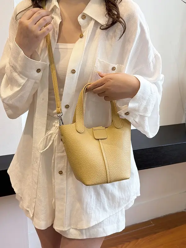 Women Yellow PU Leather Shoulder Bag 2025 Summer - Image 7