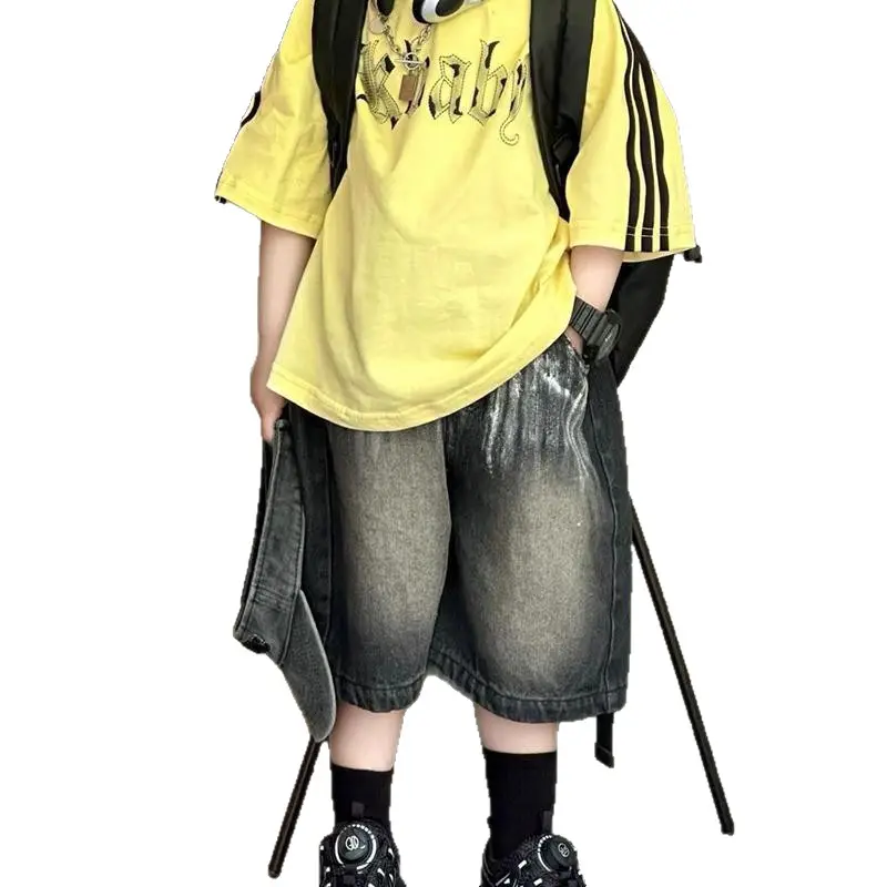 Kids T-Shirt Yellow Cotton 2025 Street Style - Image 8