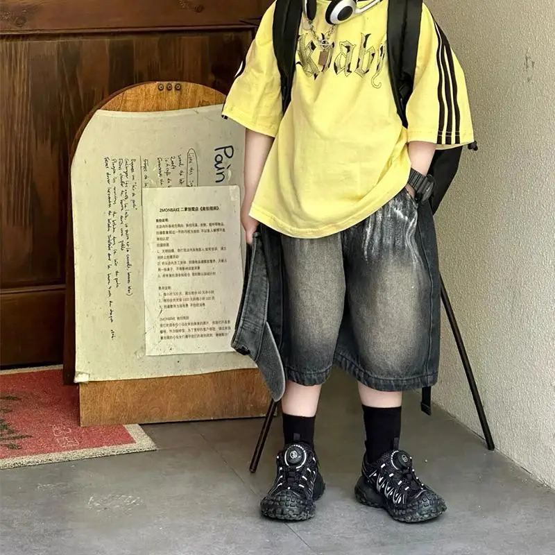 Kids T-Shirt Yellow Cotton 2025 Street Style — feature 6