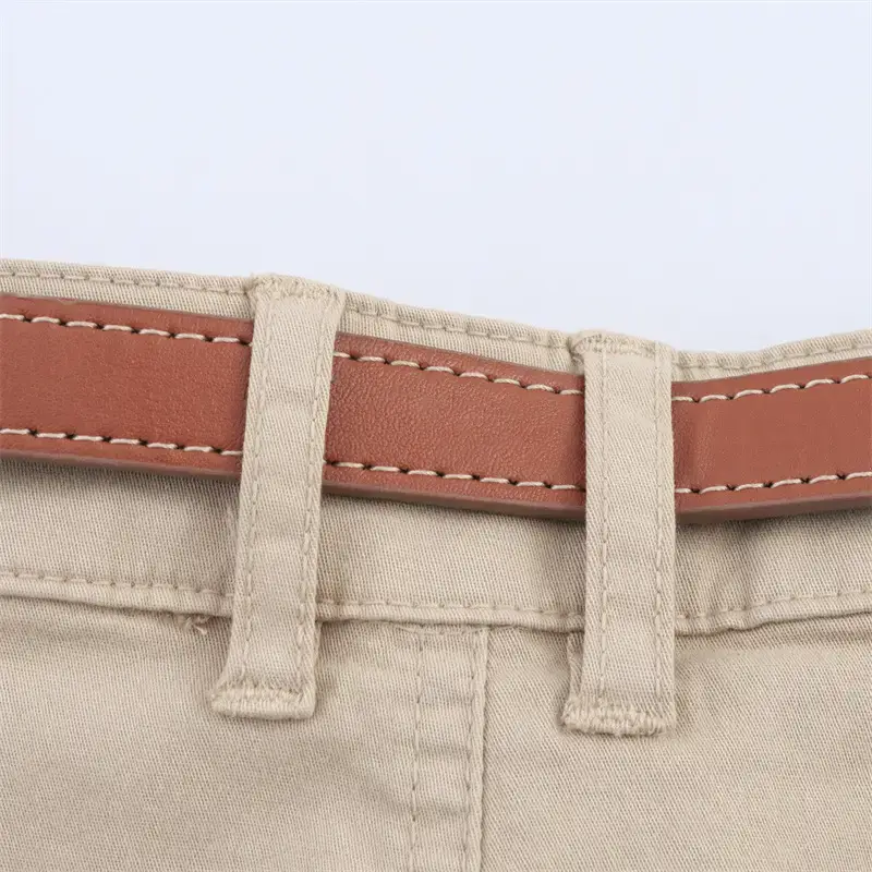 Women's White Belted Shorts with Front Pockets — feature 10