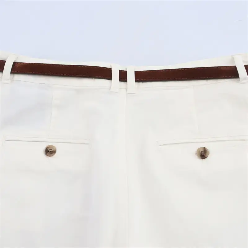 Women's White Belted Shorts with Front Pockets — feature 6
