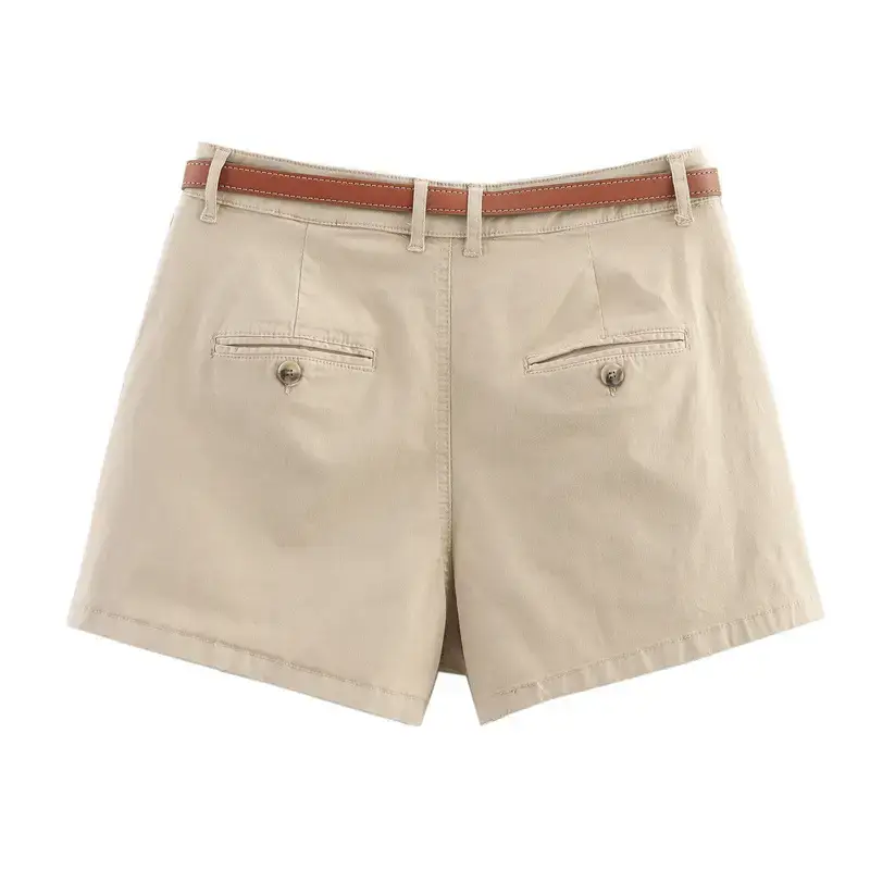Women's White Belted Shorts with Front Pockets — feature 8