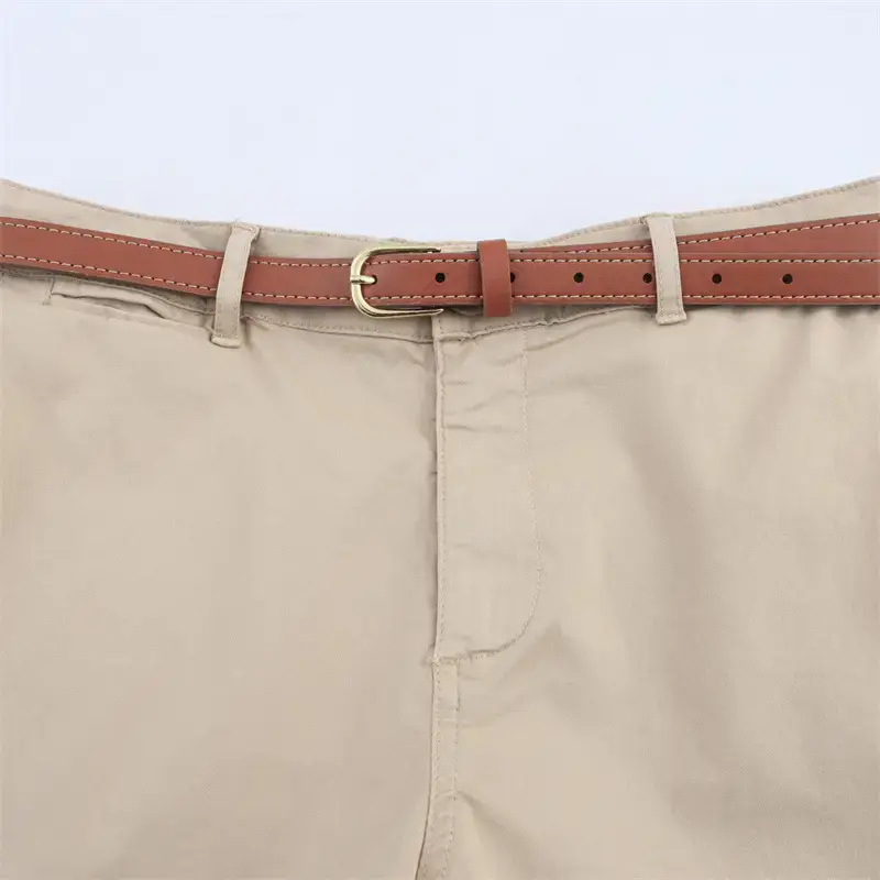 Women's White Belted Shorts with Front Pockets — feature 9