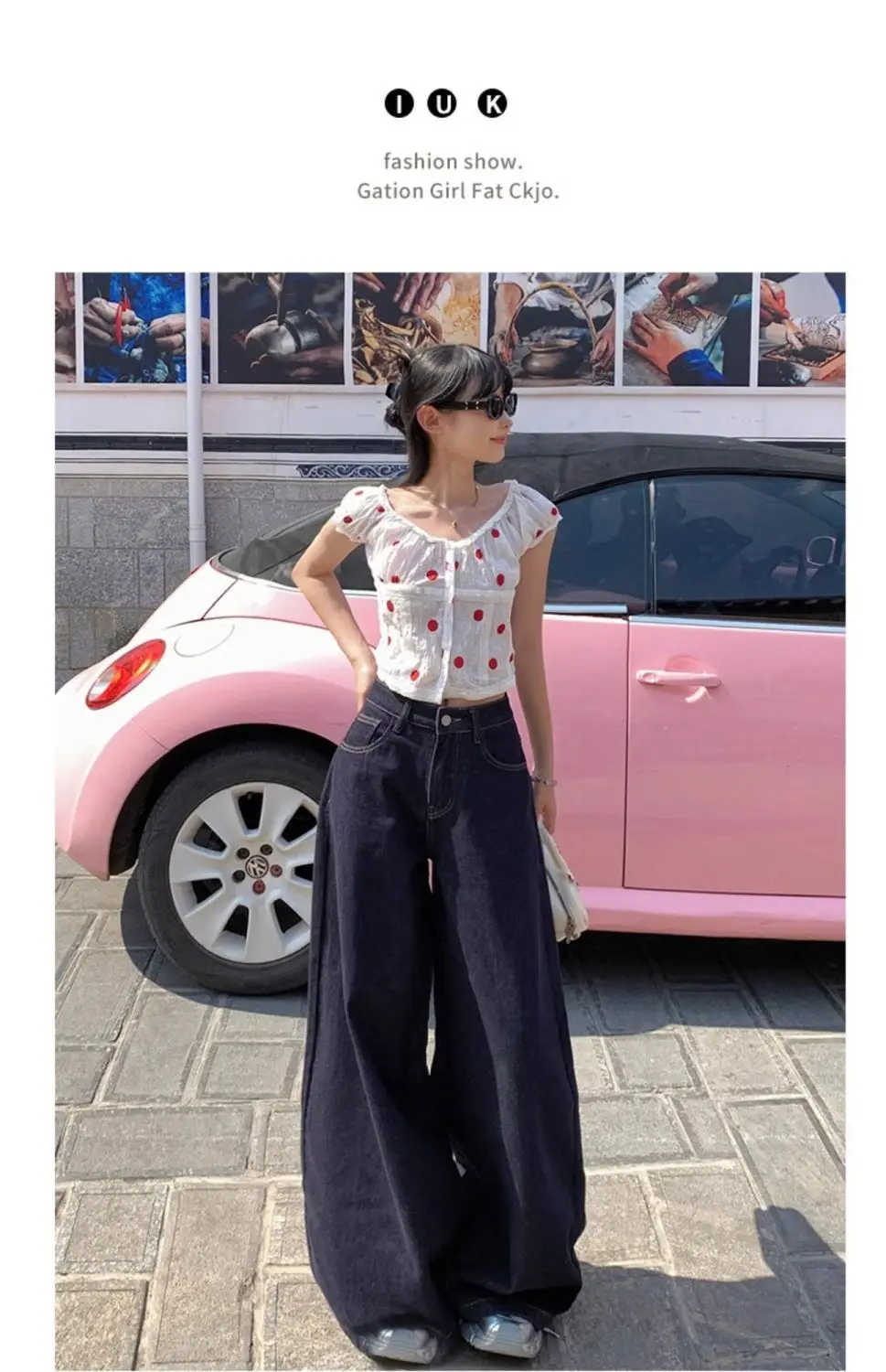 Dark Blue Wide Leg Jeans 2025 High Waist Loose Fit — feature 2