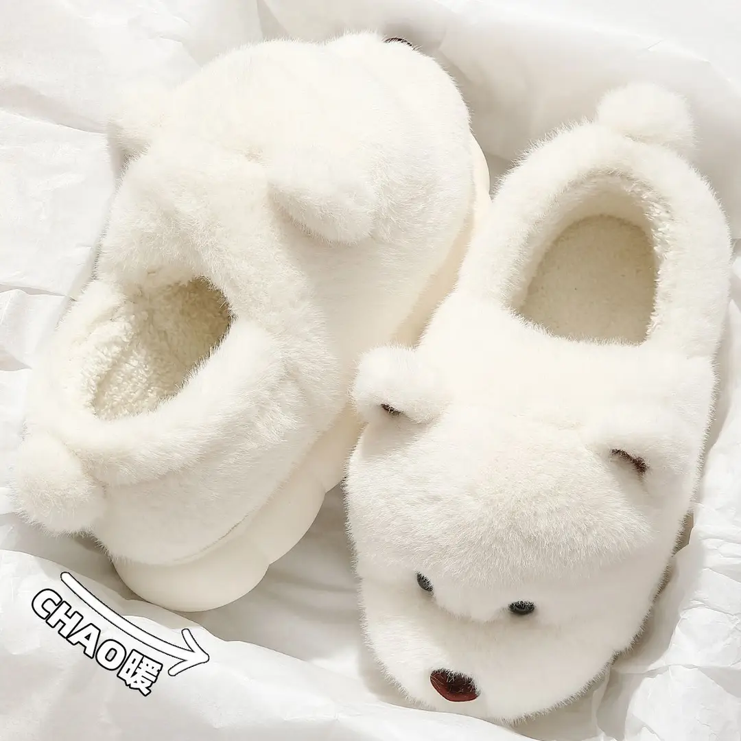 Plush Cotton Slippers for Women Winter 2025 New Outer Wear Cute Thick-Soled Home Warm Pregnant Women Confinement Cotton Shoes Wholesale - Image 6