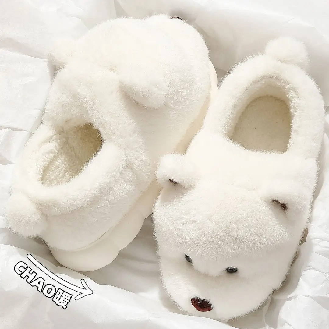 Plush Cotton Slippers for Women Winter 2025 New Outer Wear Cute Thick-Soled Home Warm Pregnant Women Confinement Cotton Shoes Wholesale - Image 2