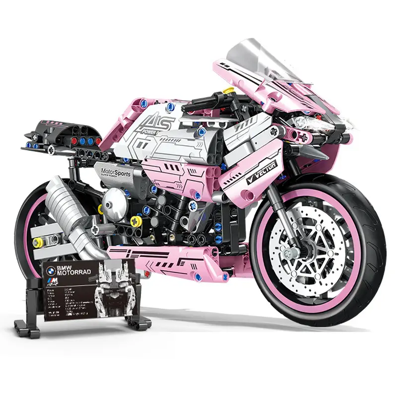 Compatible with Lego Pink Motorcycle Building Block Models, Children's Educational Assembly Toy Car, Boys' Gift, Cross-Border Wholesale