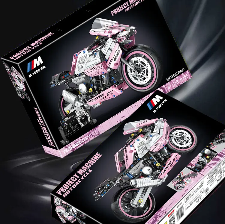 Compatible with Lego Pink Motorcycle Building Block Models, Children's Educational Assembly Toy Car, Boys' Gift, Cross-Border Wholesale — feature 12