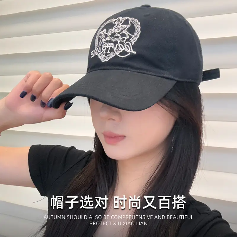 Women's Blue Baseball Cap with Embroidered Design