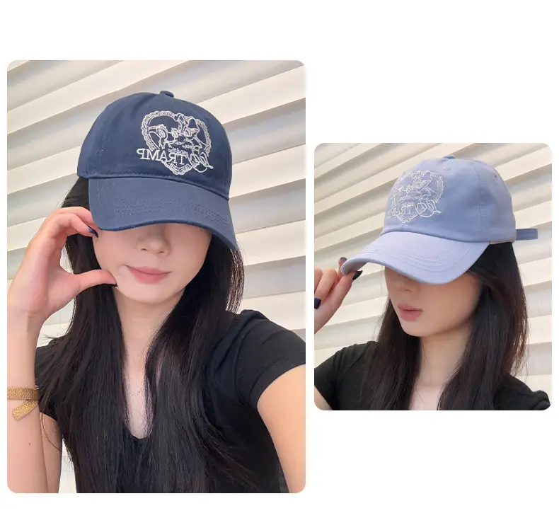Women's Blue Baseball Cap with Embroidered Design — feature 3