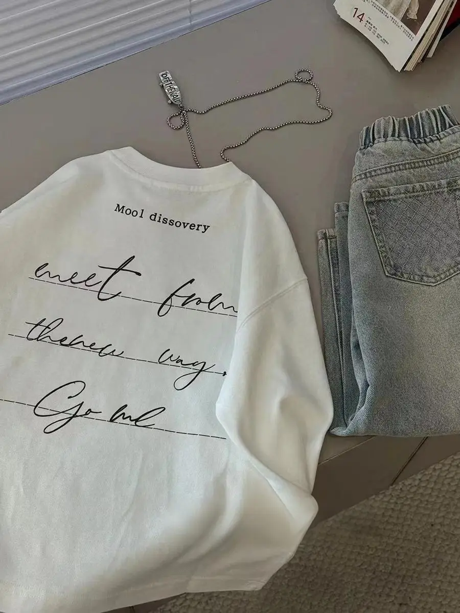 Children's Long Sleeve Cotton T-Shirt White 2026 - Image 3