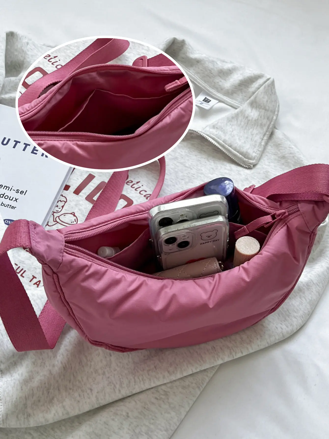 Pink Waterproof Crossbody Bag for Women Large Capacity - Image 6
