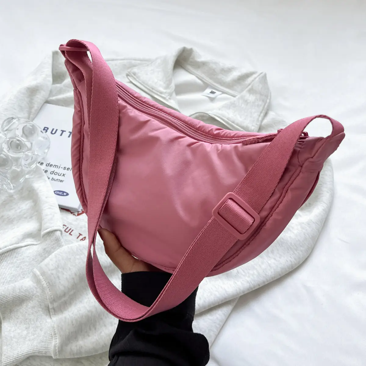 Pink Waterproof Crossbody Bag for Women Large Capacity - Image 3
