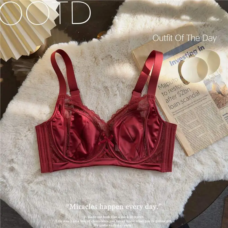 Ultra-Thin Intimates for Women with Big Breasts, Small Breasts, Anti-Sagging, Seamless Rabbit Ear Vest Bra, Full Cup Thin Intimates