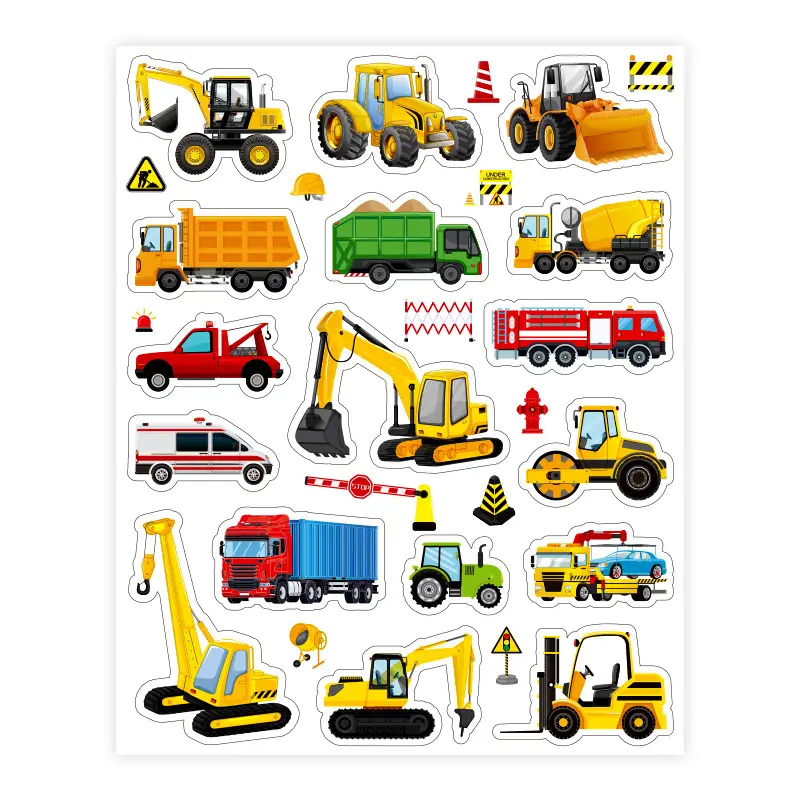 Cross-Border Wholesale Cartoon Vehicle Stickers, Children's Early Education Educational Stickers, Notebook Water Cup Reward Decoration Stickers
