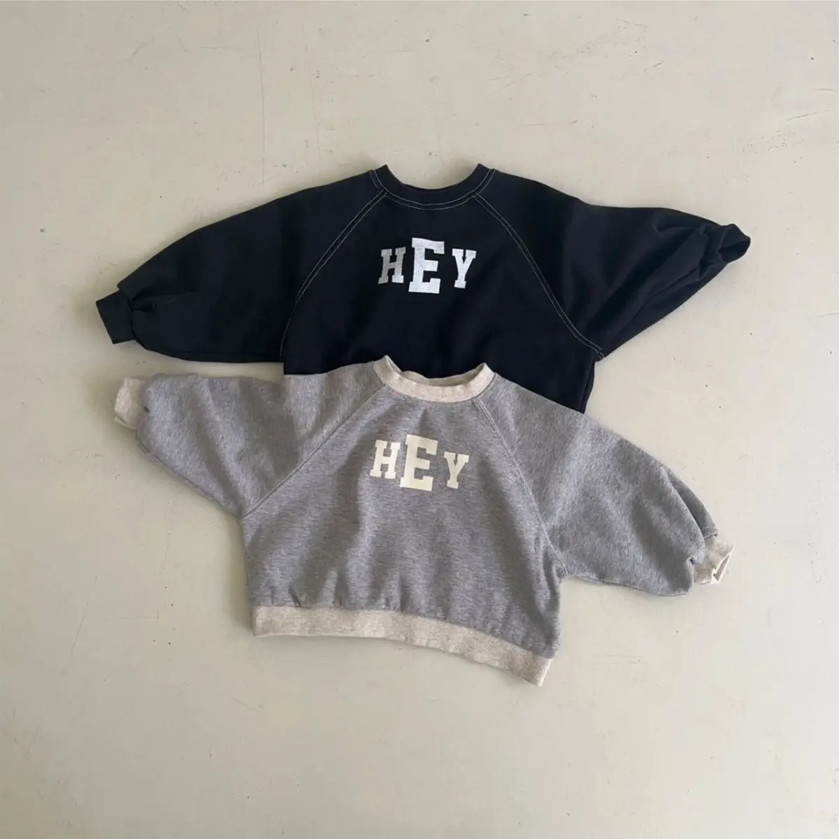 Kids Crew Neck Letter Print Sweatshirt Black — feature 12