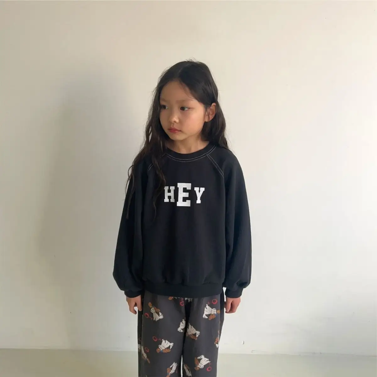 Kids Crew Neck Letter Print Sweatshirt Black — feature 14