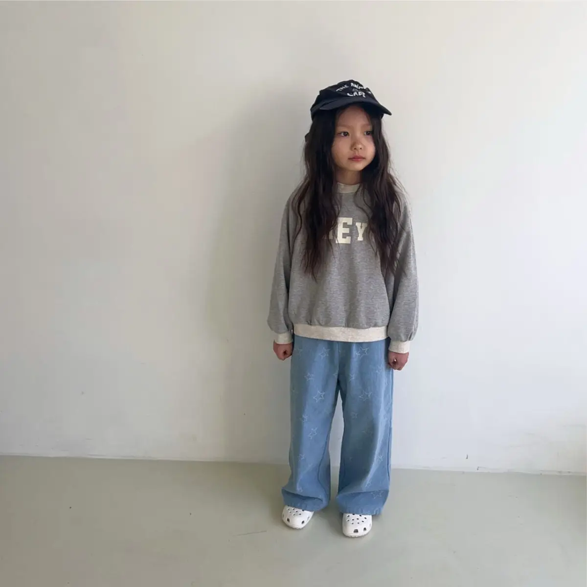 Kids Crew Neck Letter Print Sweatshirt Black — feature 6