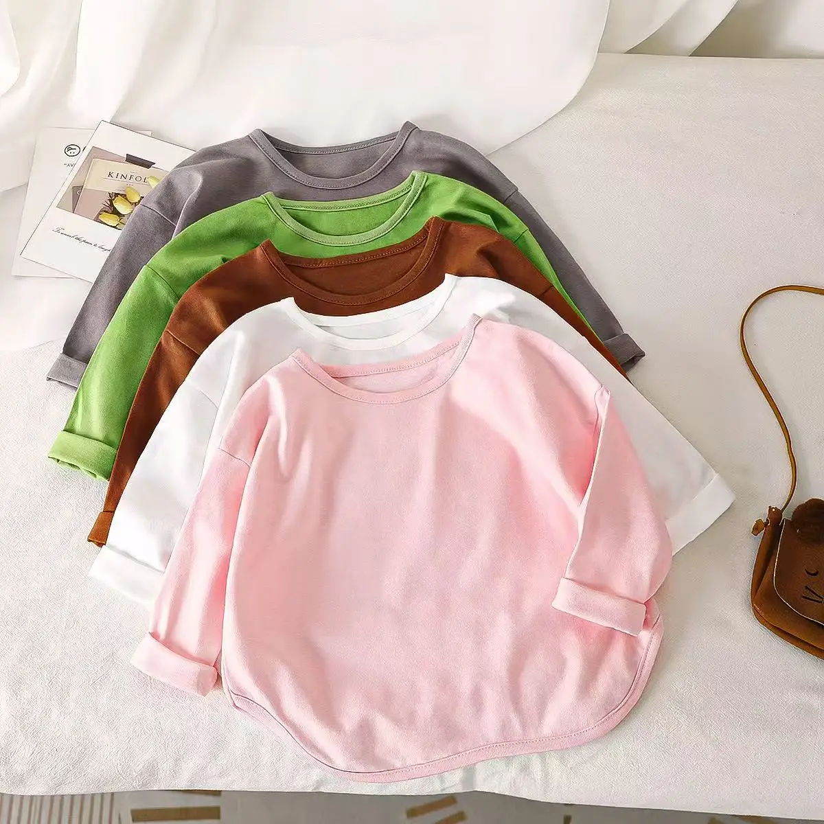Pink Long Sleeve Pure Cotton Boys T-Shirt — feature 1
