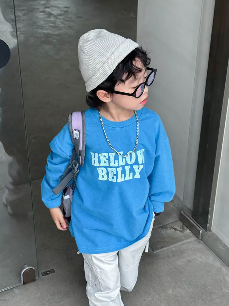Boys Long Sleeve T-Shirt Blue Belly Print 2026