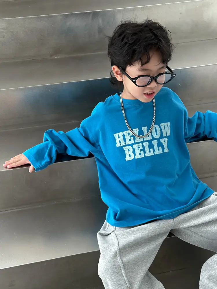 Boys Long Sleeve T-Shirt Blue Belly Print 2026