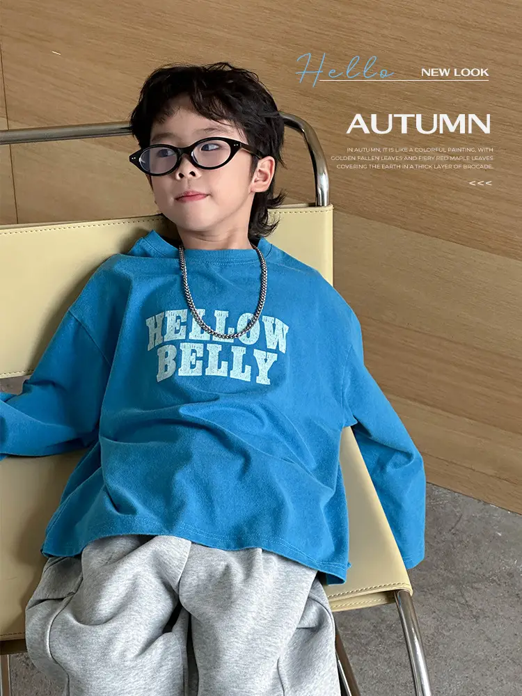 Boys Long Sleeve T-Shirt Blue Belly Print 2026