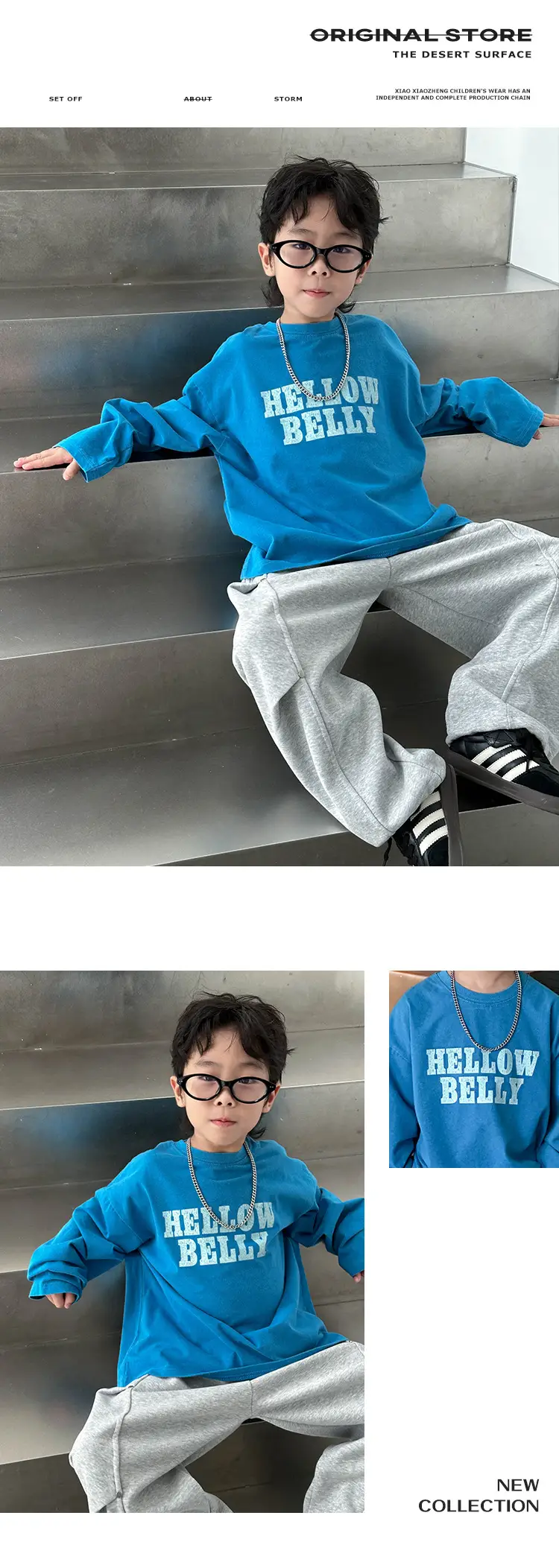 Boys Long Sleeve T-Shirt Blue Belly Print 2026 — feature 10