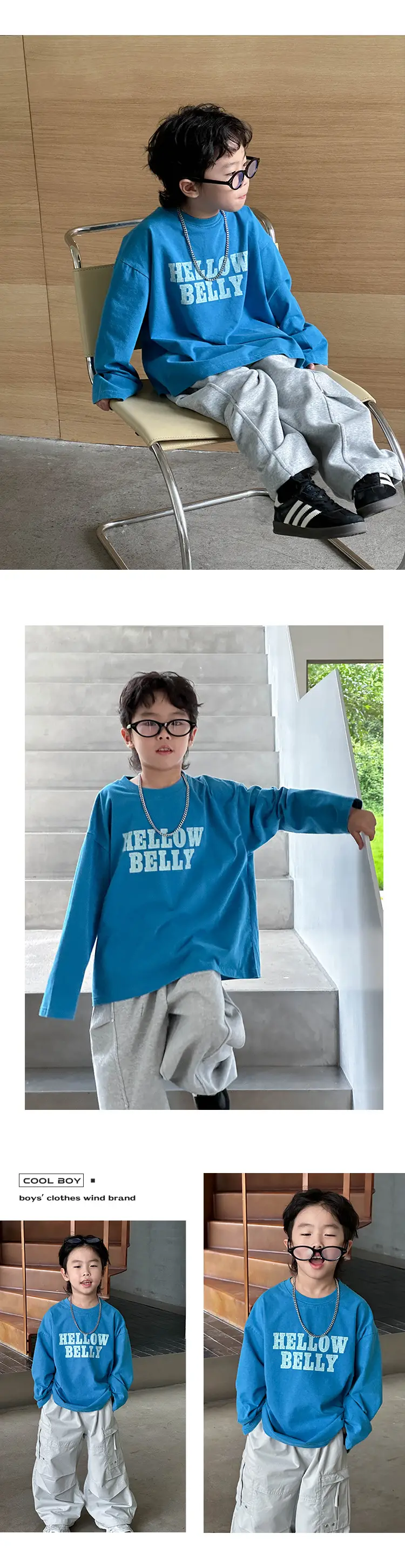 Boys Long Sleeve T-Shirt Blue Belly Print 2026 — feature 12