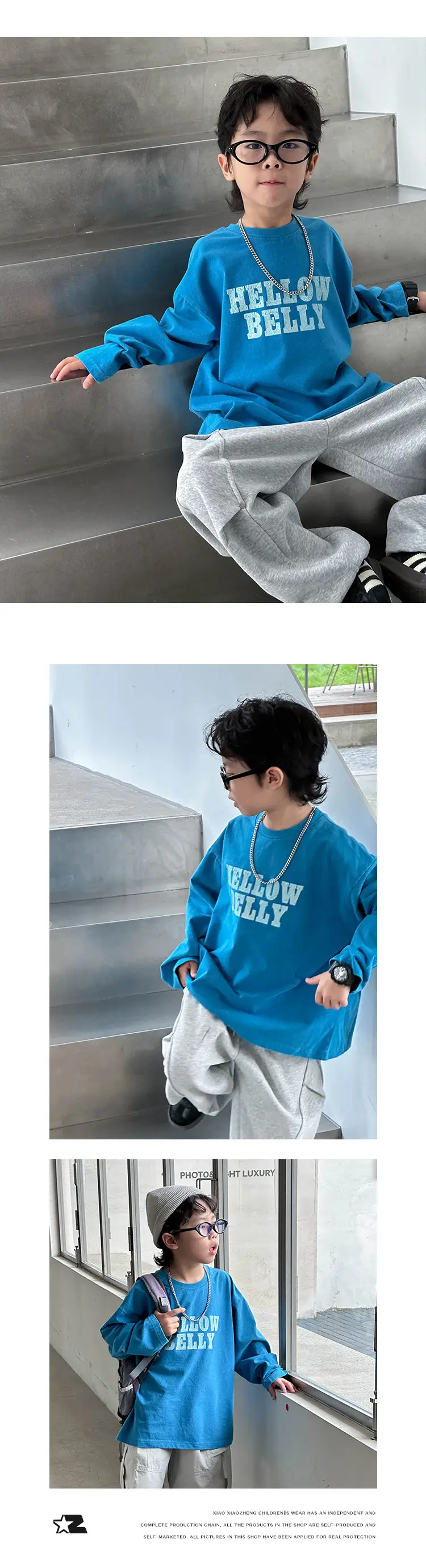 Boys Long Sleeve T-Shirt Blue Belly Print 2026 — feature 13