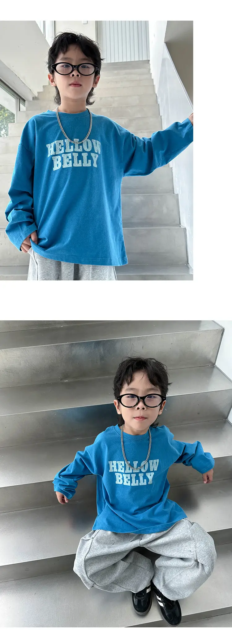 Boys Long Sleeve T-Shirt Blue Belly Print 2026 — feature 16