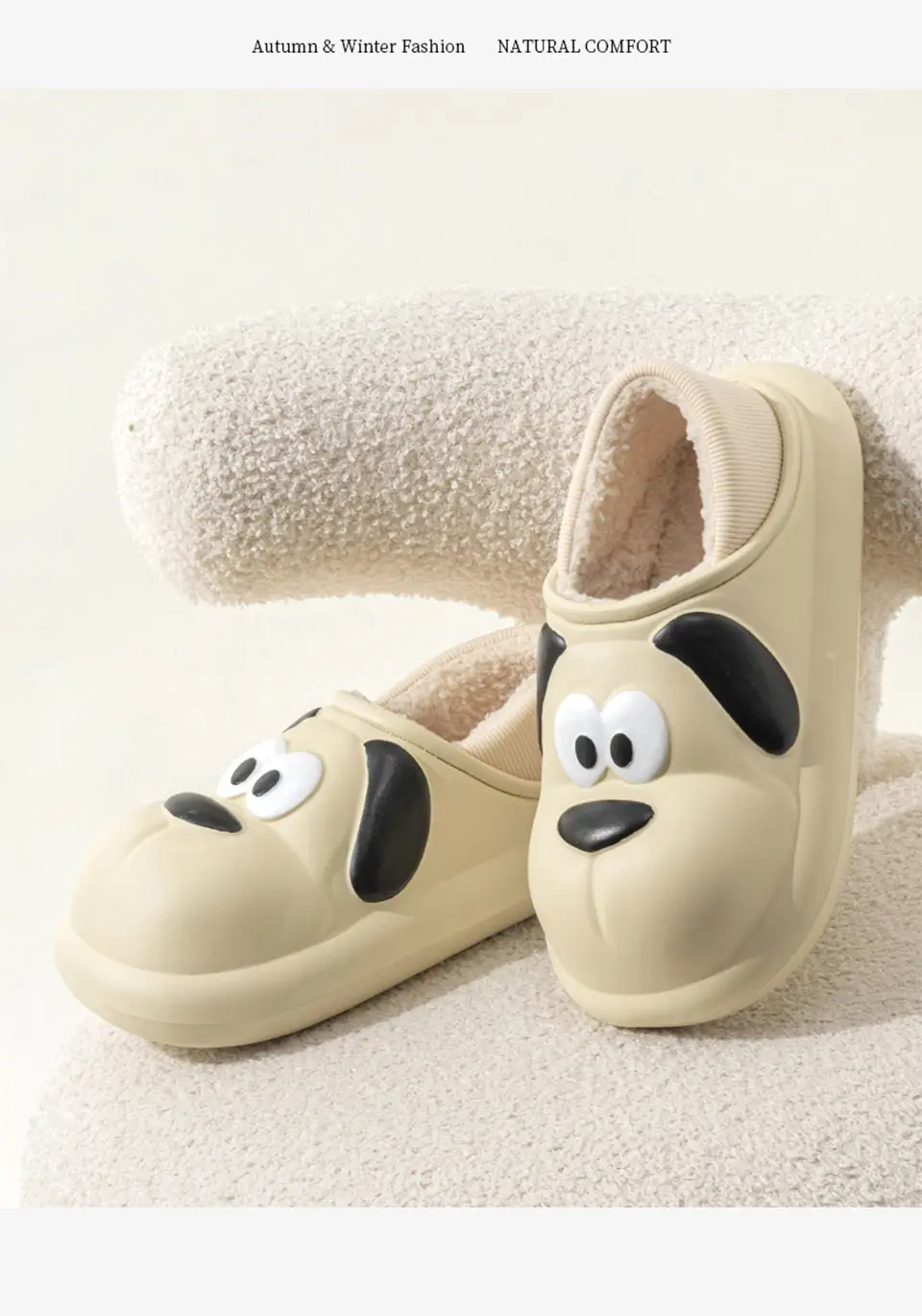 Cute Cartoon Cotton Slippers for Couples Who Feel Like They Are Stepping on Shit, Women's Winter Home and Outdoor Wear Fleece-Lined Warm Indoor Non-Slip Cotton Slippers — feature 9