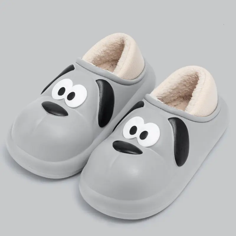 Cute Cartoon Cotton Slippers for Couples Who Feel Like They Are Stepping on Shit, Women's Winter Home and Outdoor Wear Fleece-Lined Warm Indoor Non-Slip Cotton Slippers