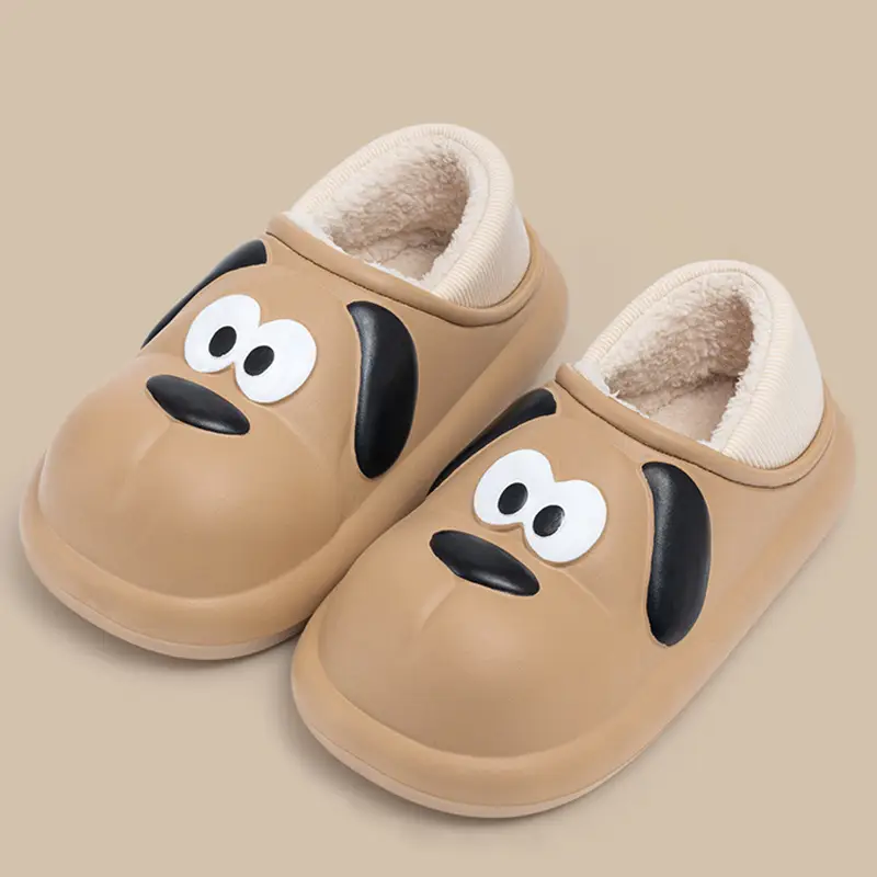 Cute Cartoon Cotton Slippers for Couples Who Feel Like They Are Stepping on Shit, Women's Winter Home and Outdoor Wear Fleece-Lined Warm Indoor Non-Slip Cotton Slippers