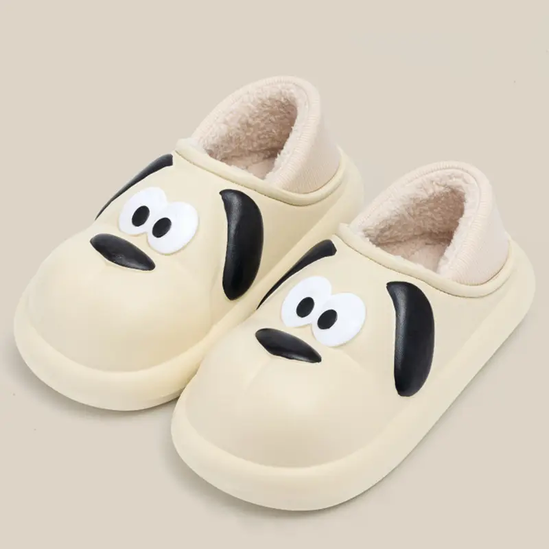 Cute Cartoon Cotton Slippers for Couples Who Feel Like They Are Stepping on Shit, Women's Winter Home and Outdoor Wear Fleece-Lined Warm Indoor Non-Slip Cotton Slippers