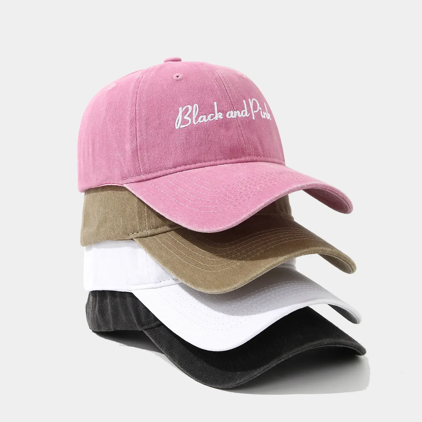 Black Pink Embroidered Baseball Cap 4 Colors - Image 6